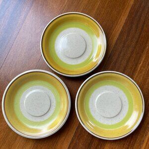 Three (3) Vintage Imperial Stoneware Lemon N Lime Saucer Plates